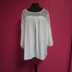 Contrast Tunic Blouse Ivory